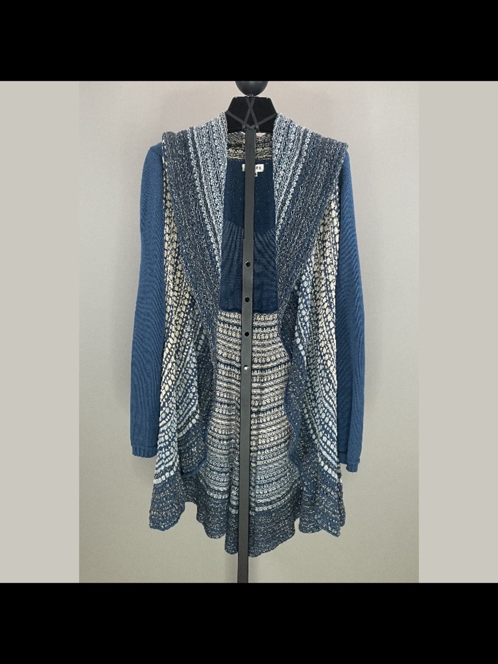 Adore Sweater Womens Medium blue off white knit cardigan boho indie hippie
